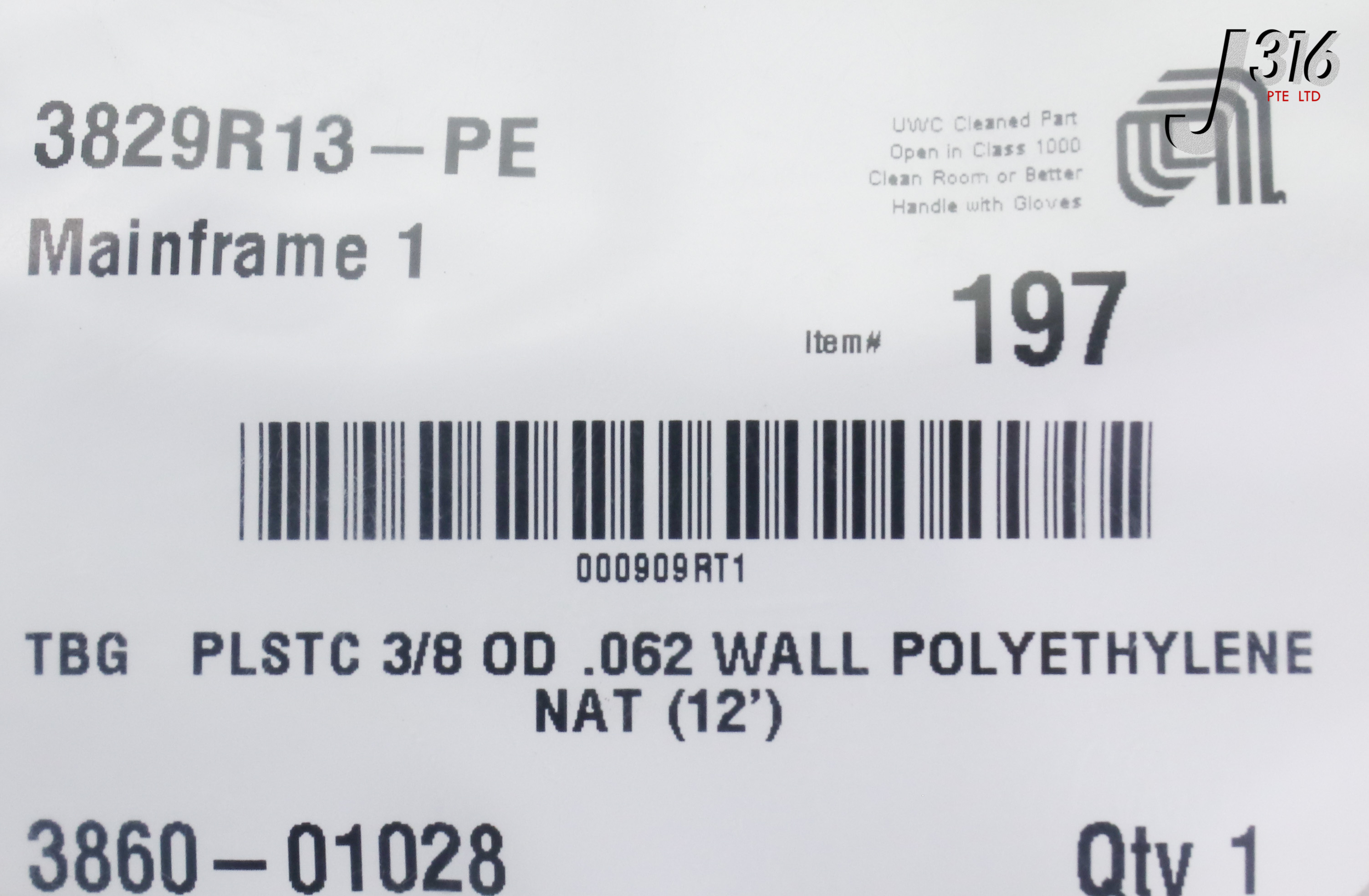 17368 APPLIED MATERIALS TBG PLSTC 3/8 OD .062 WALL POLYETHYLEN
